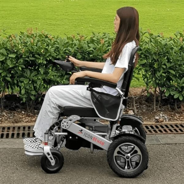 Girl is sitting on an ICON One powerchair