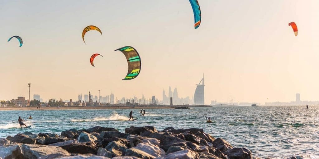 People Windsurfing in Dubai