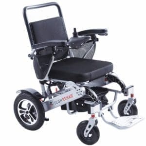 4 ICON one S manual Folding powerchair three quarters e1684767155758